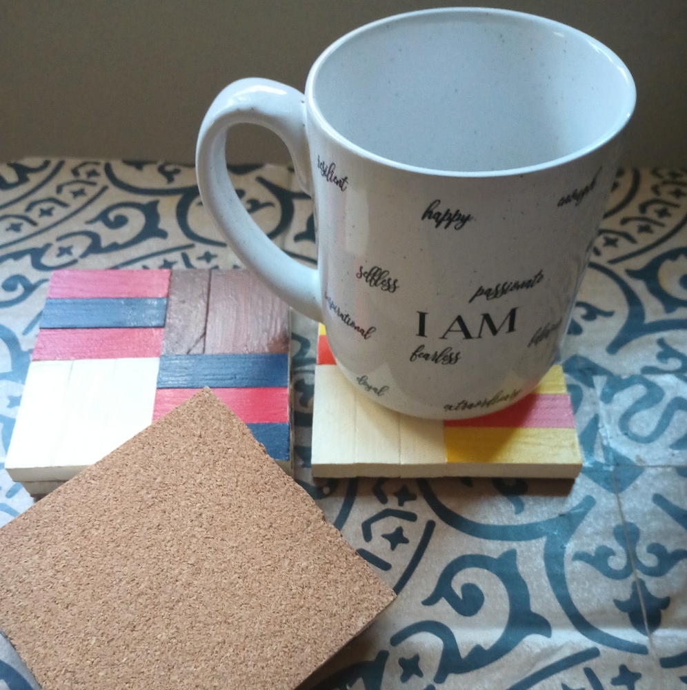 Colorful Wooden Coaster Set - Picture 2 of 3